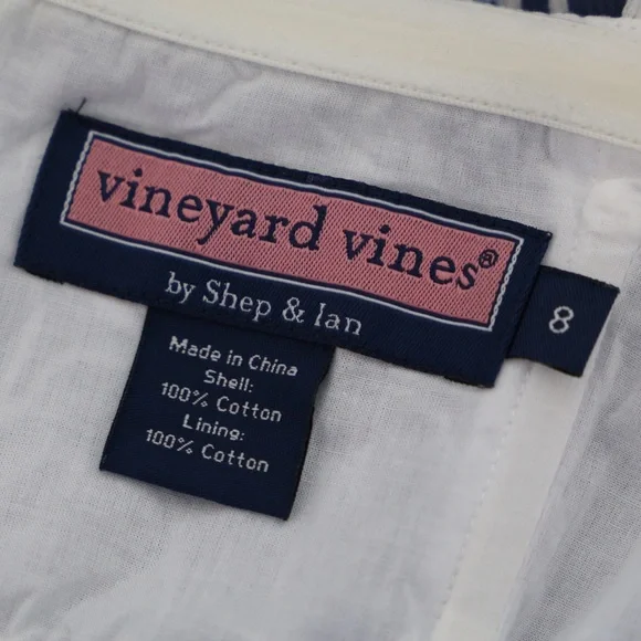 Vineyard Vines Blue & White Seashell Strapless Mini Dress Size 8 - Picture 5 of 6